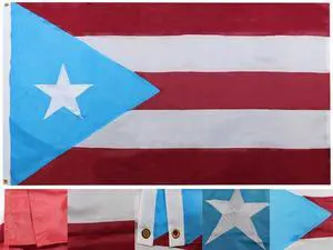 TRONOVIA 3x5 Light Blue Puerto Rico Premium 3'x5' Nylon 210D Embroidered Flag Banner