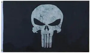 TRONOVIA PUNISHER Skull Black Premium Quality 3x5 3'x5' Woven Poly Nylon 68D Flag Banner