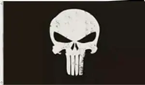 TRONOVIA 3X5 PUNISHER SKULL TACTICAL WHITE BLACK FLAG BANNER 100D