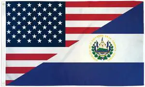 TRONOVIA USA & El Salvador Combination Flag 3x5 USA & El Salvador Combo Flag America 100D