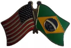 TRONOVIA USA American Brazil Country Friendship Flag Bike Motorcycle Hat Cap lapel Pin