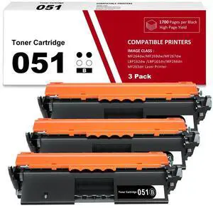 Tronovia 3 Pack 051 Toner compatible with Canon 051 ImageCLASS MF264dw MF266dn MF267dw