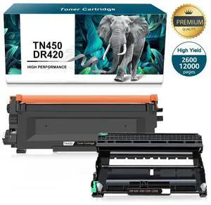 Tronovia 1xTN450 Toner + 1 DR420 Drum Set Lot For Brother IntelliFax-2940 MFC-7360N