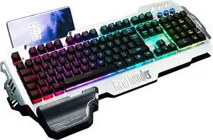 RedThunder K900 RGB Backlit Semi-Mechanical Gaming Keyboard with Wrist Rest, Water-Resistant USB Wired Hybrid, Ergonomic Design  Compatible with PC, Mac, PS4  Teclado Gamer for Desktop.