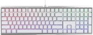 Cherry MX 3.0S Wired Mechanical Gaming Keyboard, full-size with durable aluminum housing, MX Red Silent switches, RGB backlit with 16M+ colors, premium pure white design from the makers of MX.