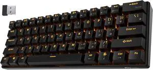 RK ROYAL KLUDGE RK61 wireless 60% mechanical keyboard with 61 keys, triple mode (BT5.0/2.4G/USB-C), hot-swappable blue switches, compact gaming design, software support, black