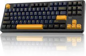 AULA F87 wireless 75% TKL mechanical keyboard with hot-swappable switches, PBT keycaps, pre-lubed Greywood switches, RGB backlight, creamy sound, 2.4GHz/USB-C/BT5.0 connectivity