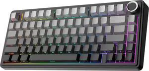 EPOMAKER x Aula F75 75% wireless gasket mechanical keyboard with hot-swappable switches, five-layer padding & knob, RGB, Bluetooth/2.4GHz/USB-C, black gradient with LEOBOG Reaper switches