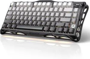 GravaStar Mercury K1 75% wireless mechanical gaming keyboard with aluminum alloy build, gasket compact design, hot-swap sockets, linear switches, RGB backlight, and gradient black finish.