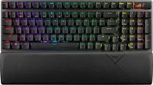 ASUS ROG Strix Scope II 96 wireless mechanical gaming keyboard with 96% full-size layout, tri-mode connectivity, hot-swappable pre-lubed ROG NX Storm clicky switches, PBT keycaps, RGB, PC/Mac