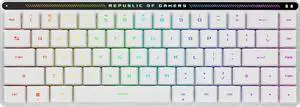 ASUS ROG Falchion RX Low Profile 65% wireless gaming keyboard with tri-mode connectivity, ROG RX Blue optical switches, RGB lighting, touch panel, keyboard cover, PC/Mac support, white