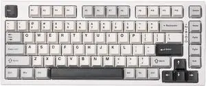 YUNZII YZ75 75% wireless hot-swappable mechanical gaming keyboard with RGB backlight, BT5.0/2.4G/USB-C, durable dye-sub PBT keycaps, for Linux/Win/Mac, Gateron G Pro Black switches, white