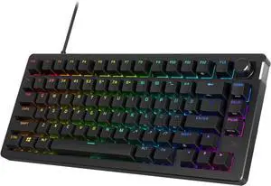 HyperX Alloy Rise 75 hot-swappable 75% mechanical gaming keyboard with gasket mount, linear switches, ambient light sensor, and compact design for smooth and responsive PC gaming performance.