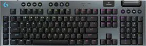 Logitech G915 X Lightspeed wireless mechanical gaming keyboard with double-shot PBT keycaps, fully programmable keys, RGB backlight, aluminum finish, GL clicky switches, for Mac & PC, black