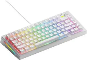 Glorious GMMK 3 75% custom mechanical gaming keyboard with knob, modular gasket system, doubleshot PBT keycaps, aluminum switch plate, hot-swappable switches, and sleek white ANSI layout