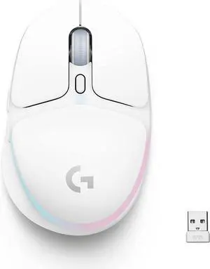 Logitech G705 wireless gaming mouse with customizable LIGHTSYNC RGB, Lightspeed wireless and Bluetooth connectivity, lightweight ergonomic design, perfect for PC, Mac, and laptop, White Mist