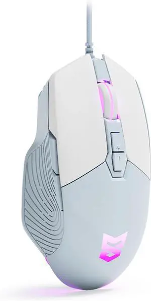 Ergonomic Wired Gaming Mouse, 7200 DPI Adjustable Optical Sensor, USB-C, RGB LED Backlit, 7 Programmable Buttons, High-Precision Plug & Play for PC/Laptop  Blue White Design
