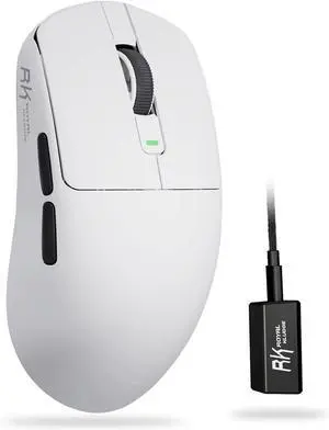 RK RK M3 Gaming Mouse with 42000 DPI PAW3950 Sensor, 47g Lightweight Design, Tri-Mode 2.4G/USB-C/BT Wireless, 8000Hz Polling Rate, 5 Programmable Buttons, Ergonomic White Mouse for Gaming