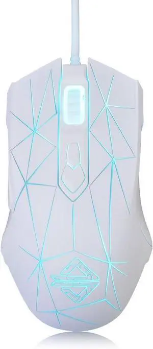 FIRSTBLOOD ONLY GAME AJ52 Watcher RGB Gaming Mouse  Ergonomic USB Gamer Mouse with 7 Programmable Buttons, LED Backlit, PC/Laptop Compatible for Windows/Mac/Linux  Star White
