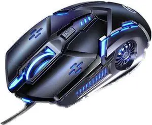 CHONCHOW Gaming Mouse  Wired with 6 Buttons, 4 Adjustable DPI up to 3200, 7-Color LED Lighting, Ideal for Gaming or Office, Compatible with Computer/Laptop/Tablet  Black