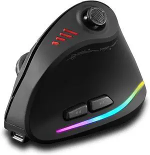 Zelotes Bluetooth Wireless Mouse with Joystick  Rechargeable, 24,000 DPI, 11 Programmable Buttons, RGB, Dual Mode (BT+2.4G), Optical Vertical Ergonomic Gaming Mouse for Laptop/PC/Tablets