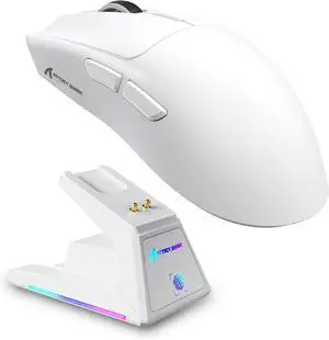 ATTACK SHARK X1 Superlight Wireless Gaming Mouse  RGB Magnetic Charging Dock, BT/2.4G/Wired, PAW3395PRO Sensor, 40,000 DPI, 53g Lightweight, for PC/Mac/Win/Xbox  White