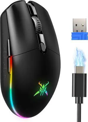TECKNET Wireless Gaming Mouse  Rechargeable, 8,000 DPI, 100h Battery, RGB Backlit, 6 Programmable Buttons, Dual Connectivity (2.4G + USB-C), Compatible with PC/Mac/Laptop  Black