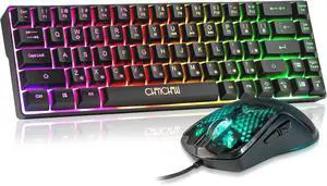 CHONCHOW 60% Gaming Combo: Compact 68-key wired RGB backlit keyboard + RGB mouse. Small, lightweight, and stylish black design. Works with PC, Xbox, and PS4 for ultimate gaming setup