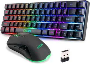 CHONCHOW 60% Wireless Combo: Compact 68-key LED backlit keyboard + mouse with rechargeable 2000mAh battery. Portable, waterproof, and ideal for PC & Mac gamers seeking a small gaming setup