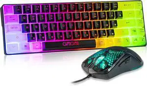 CHONCHOW 60% Gaming Combo: Compact 68-key wired RGB backlit keyboard + RGB mouse in black-white design. Small, stylish, and perfect for PC, Xbox & PS4 gamers seeking a sleek gaming setup