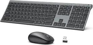 iClever DK03 Wireless Combo: Rechargeable dual-mode (BT 4.2 + 2.4G) keyboard + mouse. Ultra-slim, multi-device design for Mac, iPad, Apple, Android & Windows. Portable, stylish & reliable