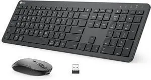 iClever GK08 Wireless Combo: Rechargeable full-size keyboard with number pad + quiet ergonomic mouse. 2.4G connection, ideal for Mac, Windows & computers. Comfortable, reliable & efficient