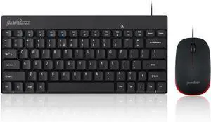 Perixx PERIDUO-212 Wired Combo: Compact mini keyboard + mouse with USB connection. Black design, US English layout, perfect for space-saving setups on PC, laptop, or desktop use