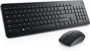 Dell Wireless Keyboard & Mouse KM3322W  2.4GHz wireless, optical LED sensor, mechanical scroll, anti-fade plunger keys, 6 multimedia keys & tilt legs. Sleek black design for everyday use