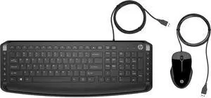 HP Pavilion Wired Keyboard & Mouse 200  Full-size keyboard with numeric keypad, enhanced F1-F12 & 12 hotkeys, 1600 DPI mouse, USB-A plug-and-play, Windows compatible, black (9DF28AA#ABL)