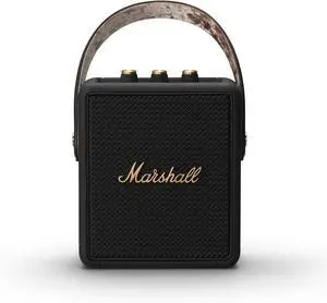 Marshall Stockwell II portable Bluetooth speaker  powerful sound with deep bass, 20H playtime, rugged water-resistant design. Compact, wireless, and stylish in Black & Brass