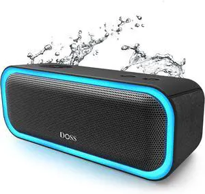 DOSS SoundBox Pro Bluetooth speaker  20W stereo sound with active bass, 20H playtime, IPX6 waterproof, TWS pairing & multicolor lights. Portable for hiking, camping, beach, outdoor & parties