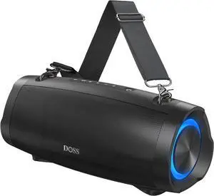 DOSS Extreme Boom Pro D100 Bluetooth speaker  140W peak, 70W bold sound with extra bass, 24H playtime, beat-sync lights, power bank & IPX6 waterproof. Portable strap for camping & outdoor