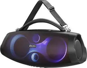 DOSS Extreme Boom Pro D200 Bluetooth speaker  240W peak power with punchy bass, 26H playtime, beat-synced lights, BT5.4, stereo pairing & IPX6 waterproof. Perfect for camping, beach & tailgate
