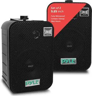 Pyle 5.25" dual waterproof outdoor speakers  weatherproof wall/ceiling mount design with heavy-duty grill & universal mount. Great for pool, patio & indoor use. Model: PDWR40B. Color: Black
