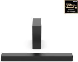 Hisense HS2100 2.1ch 240W Sound Bar  Wireless subwoofer, DTS Virtual:X & Dolby Audio. Features EzPlay, 6 EQ modes, HDMI ARC & Bluetooth 5.3 for powerful, immersive home theater sound
