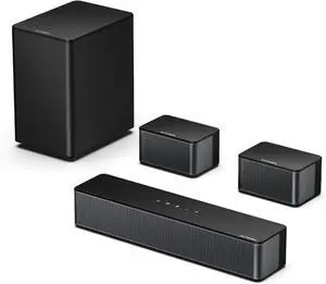 ULTIMEA Poseidon D50 5.1ch Sound Bar  320W home theater system with subwoofer & adjustable speakers. Virtual surround sound for Smart TVs with Bluetooth 5.3 & easy setup for immersive audio