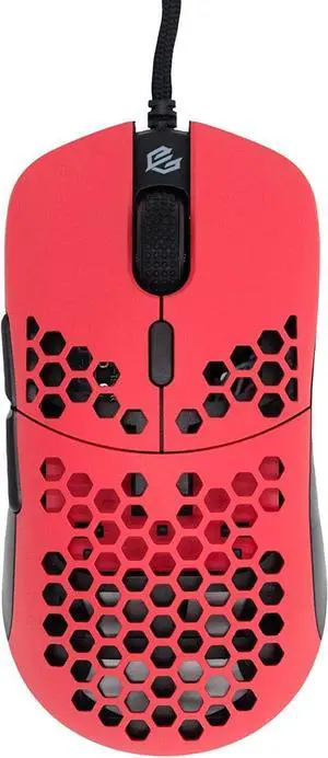 G-Wolves Hati HTM Medium Gaming Mouse (Faze Red)  Ultra-light 56g honeycomb design, PixArt 3389 sensor with 16,000 DPI, 6 programmable buttons, and low-latency wired performance