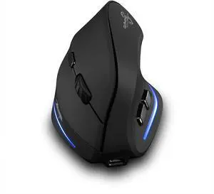 ZELOTES Optical Wireless Mouse  Rechargeable, 2400 DPI, ergonomic vertical design reduces muscle strain. Cordless and portable USB mouse for PC, Mac, and laptops