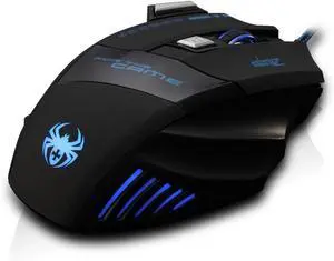 ZELOTES Gaming Mouse (Black)  7200 DPI USB wired optical mouse with 7 programmable buttons and ergonomic design for precision gaming on PC, laptop, and Mac