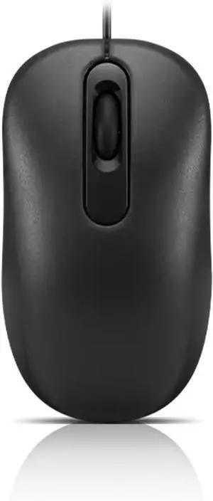 Lenovo 100 Wired USB Mouse (Black)  Full-size, ambidextrous design with 3 buttons and red optical sensor. Reliable, precise control for PCs, laptops, and Windows computers.