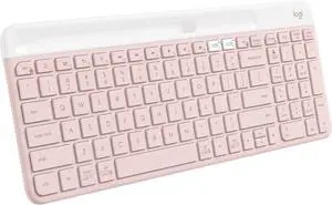 Logitech K585 Slim Wireless Keyboard (Rose)  Multi-device with built-in cradle, Bluetooth/USB receiver, easy-switch keys, compact design, 24-month battery, works with Win/Mac.