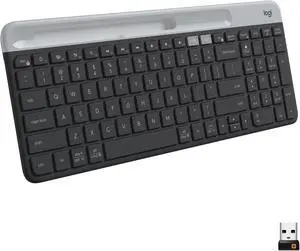 Logitech K585 Slim Wireless Keyboard (Graphite)  Multi-device with built-in cradle, Bluetooth/USB receiver, compact design, easy-switch keys, 24-month battery, Win/Mac compatible
