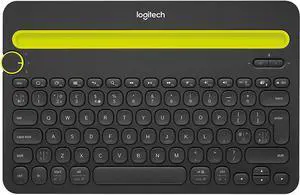 Logitech K480 Wireless Bluetooth Keyboard (Black)  Multi-device support for Windows, Mac, iPad, Android tablets & smartphones. Easy-switch dial, durable design, bulk packaging