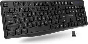 Macally 2.4G Wireless Keyboard  Full-size layout with quiet keys for comfortable all-day typing. Includes USB receiver, ideal for laptops, desktops, Surface, and Chromebooks